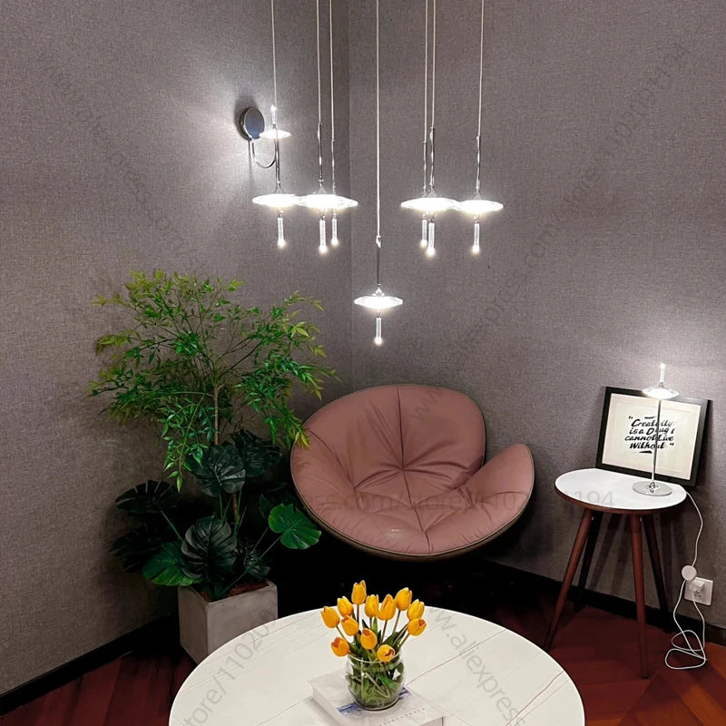 Led Chandelier Home Decoration Lighting Hanging Lamps Living Room Indoor Gloss Island Kitchen Lamps Chrome Staircase Chandelier