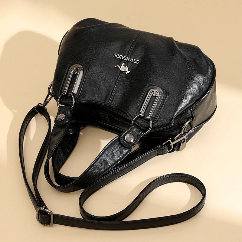 Women's Bag New Middle-Aged Mother's Handbag Fashion Versatile Soft Leather Shoulder Crossbody Bag Large Capacity Bag for Women