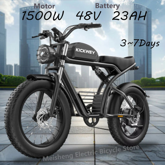 Ebike K7 1500W 48V 20/23AH Max 75 Miles Electric Motorcycle 20 inch Fat Tire Dirt Bike Electric Bike for Adults 7Speed E-Bike