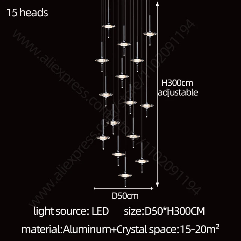 Led Chandelier Home Decoration Lighting Hanging Lamps Living Room Indoor Gloss Island Kitchen Lamps Chrome Staircase Chandelier