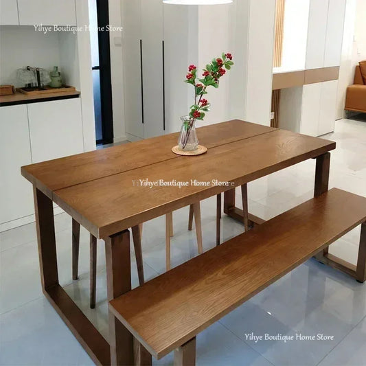 Nordic Simple Luxury Solid Wood Dining Table Pine Rectangular Dining Table Living Room Desk Log Workbench Home Furniture