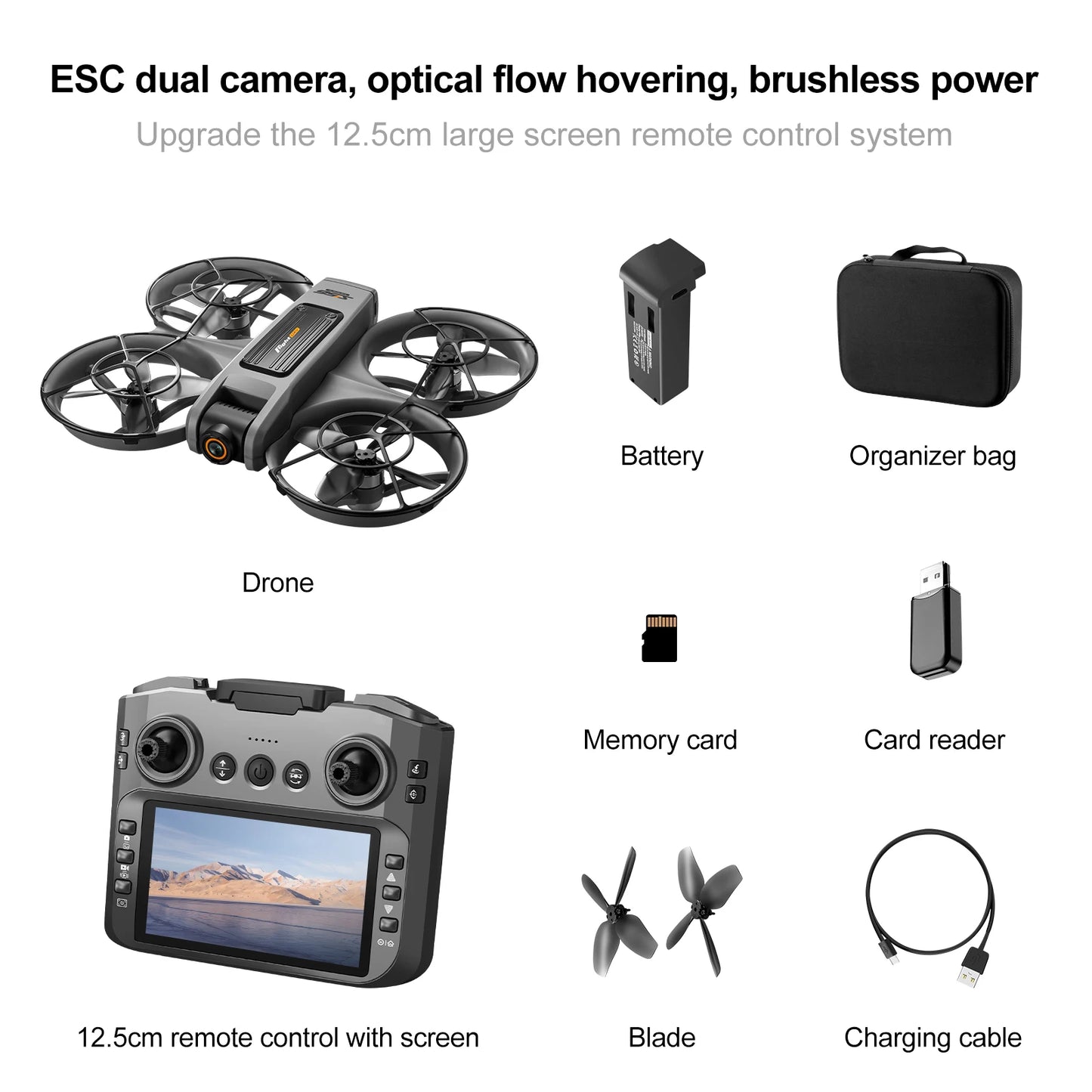 Drone with Camera 4K HD Video Stable Hover 180° Adjustable Lens 3D Flip RC Drones FPV Brushless Optical Flow Quadcopter UAV