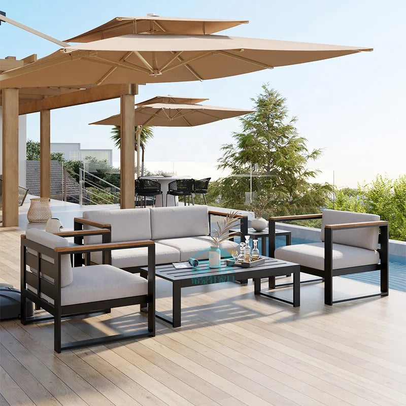 Outdoor Garden Indoor Sofa Set Furniture Waterproof Cloth Aluminum Sofa Set Outdoor Sofa Combination