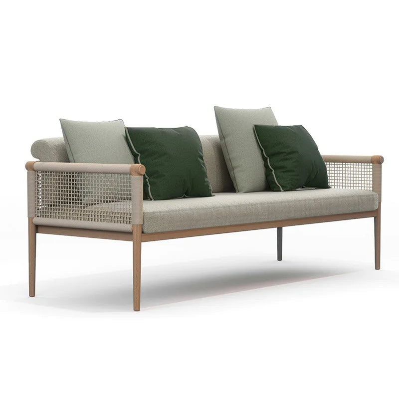 Outdoor rattan sofa Outdoor open-air courtyard Model room Anti-corrosion solid wood furniture Garden balcony Leisure rattan sofa