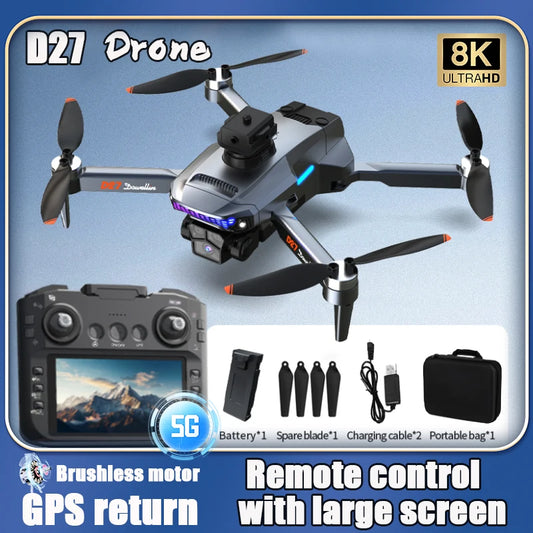 2025 New D27 Drone with Screen Remote Control Professional 8k Camera Four-Axis Aerial Photography 5G WIFI GPS FPV Dron RC 5000M