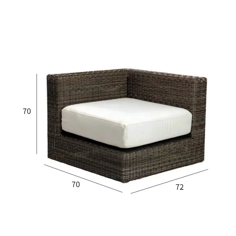 Outdoor rattan sofa combination balcony courtyard living room garden sun room round rattan outdoor model room villa leisure
