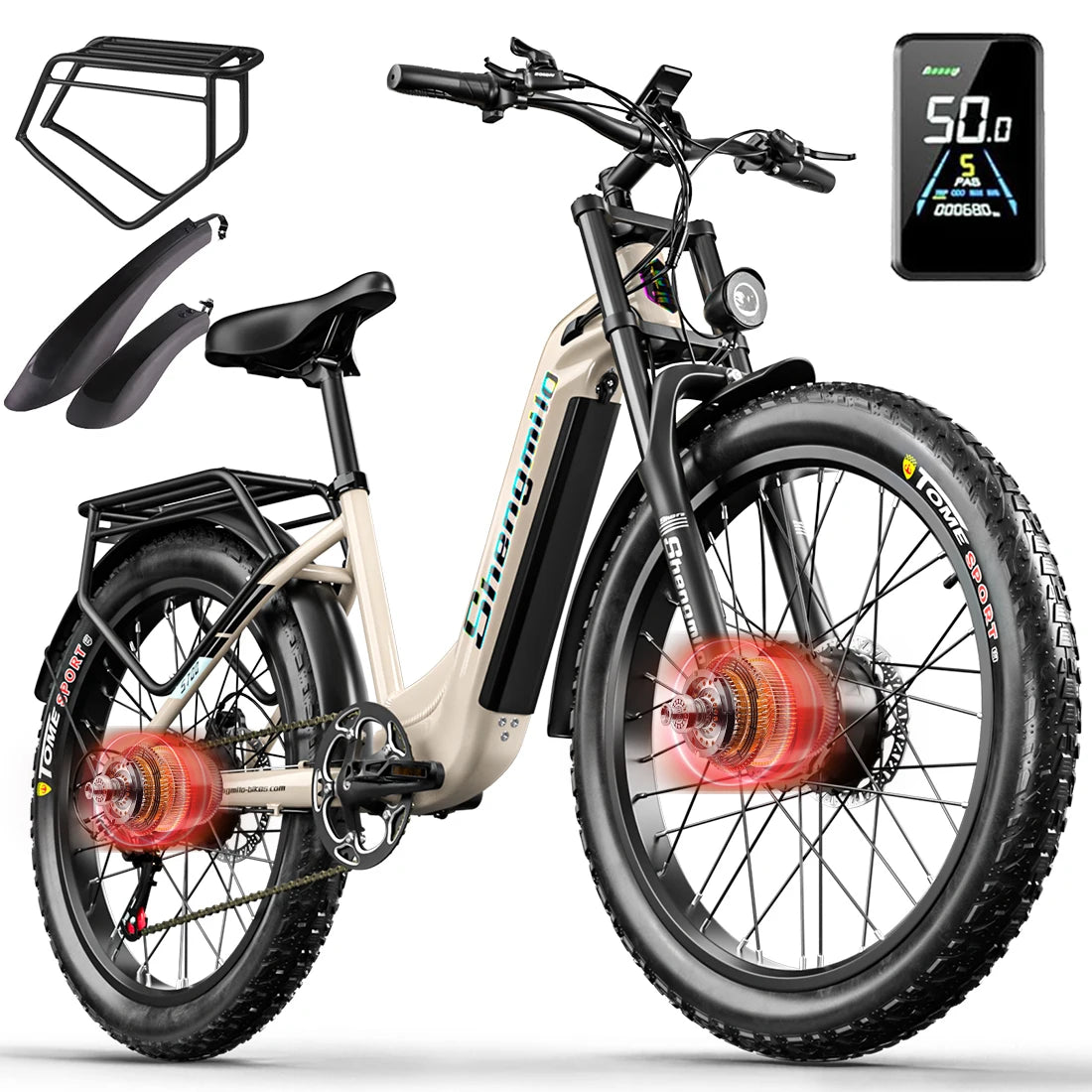 Shengmilo S700 2000W Electric Mountain Bike 26 Inch Fat Tires, 48V17AH Battery, 7 Speed Adult Male E-bike 50kmThree Riding Mode