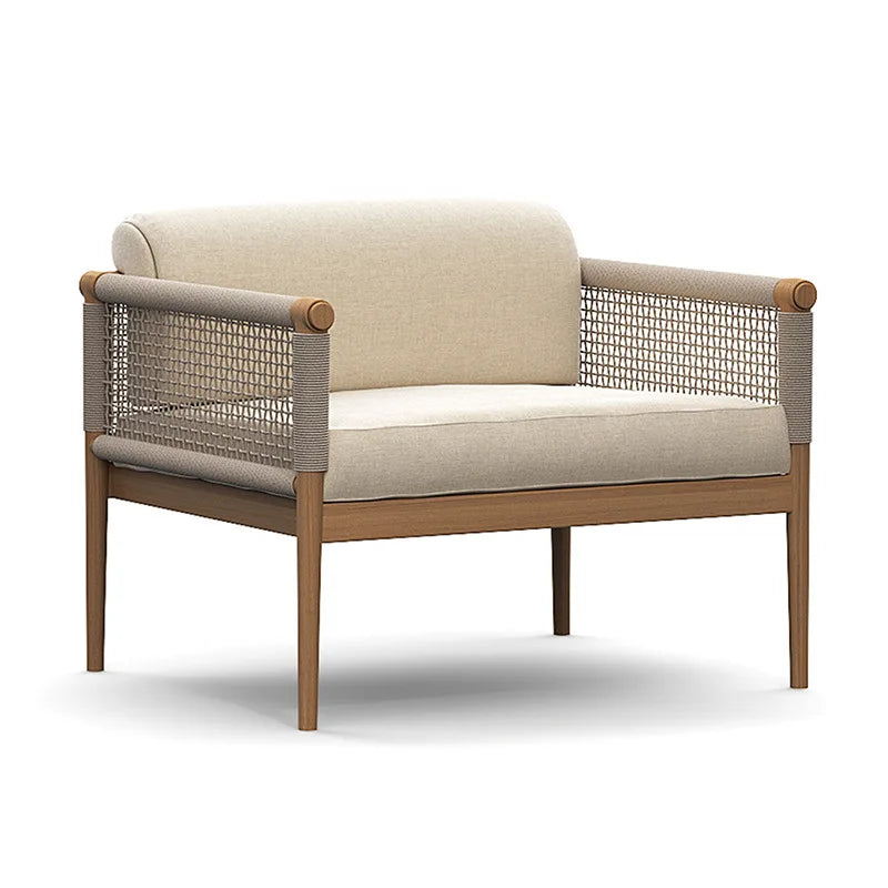 Outdoor rattan sofa Outdoor open-air courtyard Model room Anti-corrosion solid wood furniture Garden balcony Leisure rattan sofa