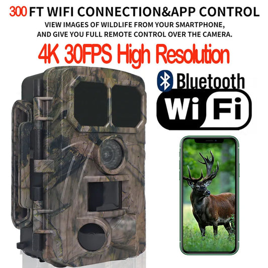 Hunting Camera IP66 Waterproof WiFi/Bluetooth Connection Program Control Hunting Camera Video Recording 0.2 Second Trigger Speed