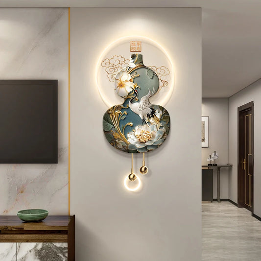 Home Decoration Modern LED Wall Light For Entrance Living Room Background Corridor Good Luck Hanging Painting Lustre Mural Lamp