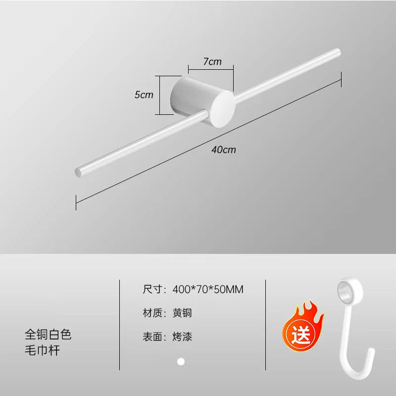 Bathroom Towel Rack Brass Wall-mounted Toilet Space White Bar Storage Rail Shelf Bathroom Hardware Set Accessories Hanger