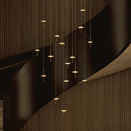 Led Chandelier Home Decoration Lighting Hanging Lamps Living Room Indoor Gloss Island Kitchen Lamps Chrome Staircase Chandelier