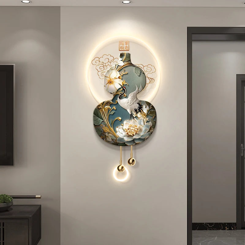 Home Decoration Modern LED Wall Light For Entrance Living Room Background Corridor Good Luck Hanging Painting Lustre Mural Lamp