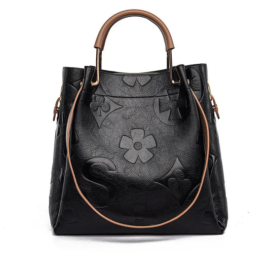 Women's Handbag, High-End Embossed Tote Bag, Large-Capacity Bucket Bag, Water-Repellent Mother-In-Law Bag, Fashionable Shoulder Crossbody Bag