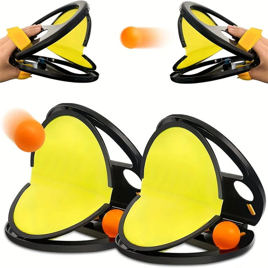 2 Rackets + 4 Balls/set Toss And Catch Ball Game Set with 2 Paddles & 4 Balls, Suitable for Outdoor Beach Park Yard Games