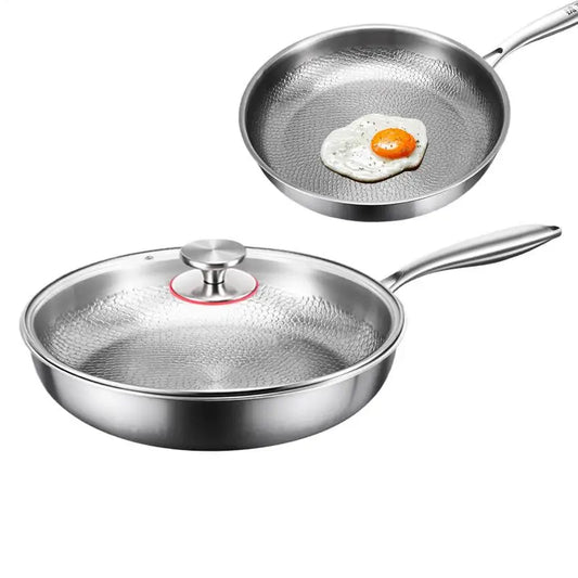 Frying Pan Egg Pan with Lid Nonstick Titanium Hammered Skillet Pot For Kitchen Camping Grilling Baking Commercial Cooking