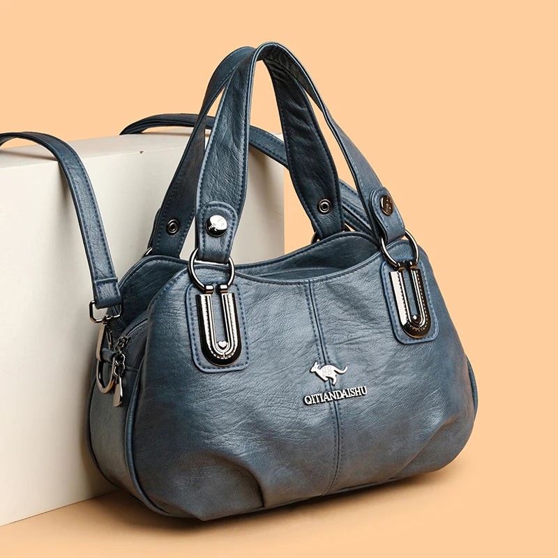 Women's Bag New Middle-Aged Mother's Handbag Fashion Versatile Soft Leather Shoulder Crossbody Bag Large Capacity Bag for Women
