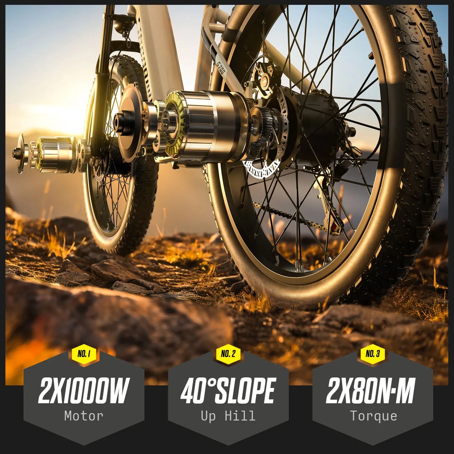 Shengmilo S700 2000W Electric Mountain Bike 26 Inch Fat Tires, 48V17AH Battery, 7 Speed Adult Male E-bike 50kmThree Riding Mode