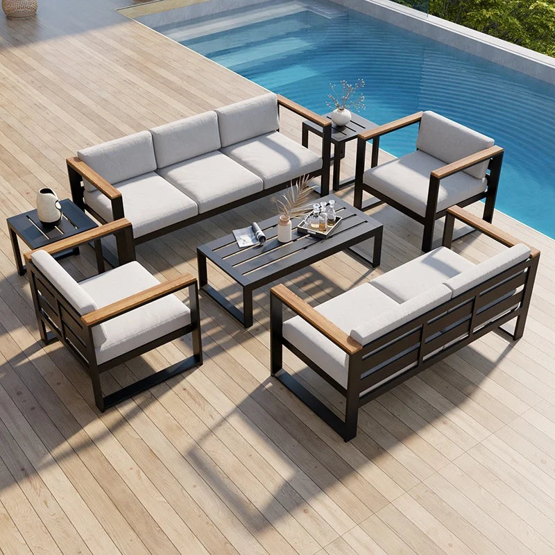 Outdoor Garden Indoor Sofa Set Furniture Waterproof Cloth Aluminum Sofa Set Outdoor Sofa Combination