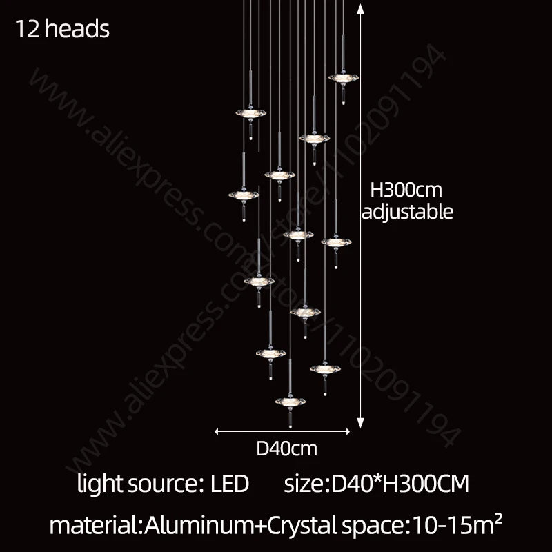 Led Chandelier Home Decoration Lighting Hanging Lamps Living Room Indoor Gloss Island Kitchen Lamps Chrome Staircase Chandelier