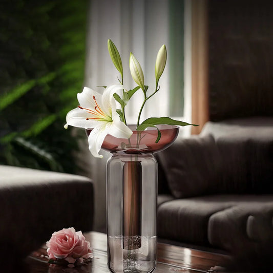 Modern Vases for Flowers,Clear Glass Flower Vases for Bouquet,Art Vases Home Decor, Colorful Vases for Centerpieces