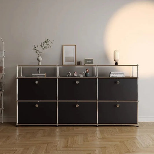 Modern TV Cabinet Living Room Storage Cabinets Stainless Steel Module Combination Storage Chest of Drawers Bedroom Bookcase