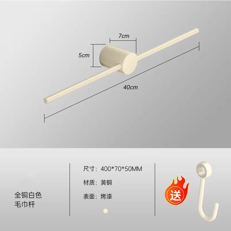 Bathroom Towel Rack Brass Wall-mounted Toilet Space White Bar Storage Rail Shelf Bathroom Hardware Set Accessories Hanger