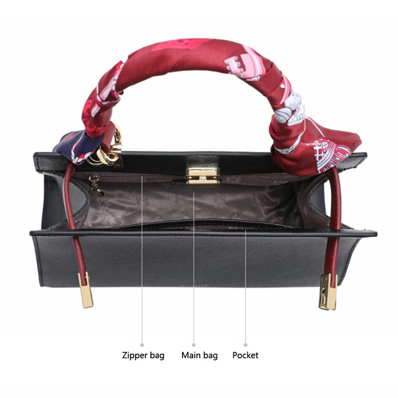 Women's handbag, mother's bag, women's crossbody bag, hand-held small bag, silk scarf, genuine leather women's bag
