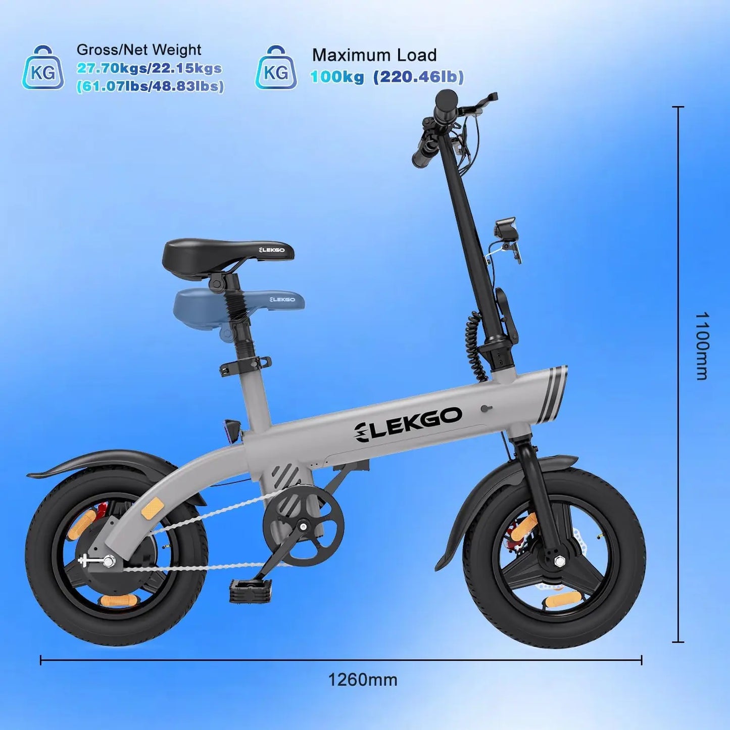 14 inch Smart Urban E-Bike Electric Bike city Electric Bike with pedally assisted ELEKGO Foldable Electric Bike