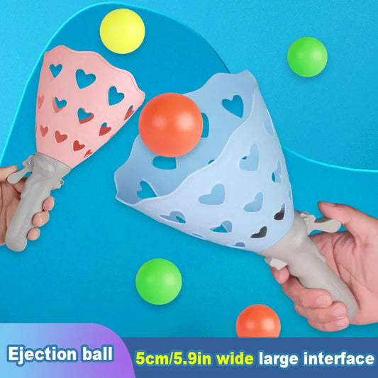 Outdoor Indoor Game Activities for Kids, 5.9 Inch Pop-Pass-Catch Ball Game with 2 Catch Launcher Baskets and 6 Balls, Yard Games