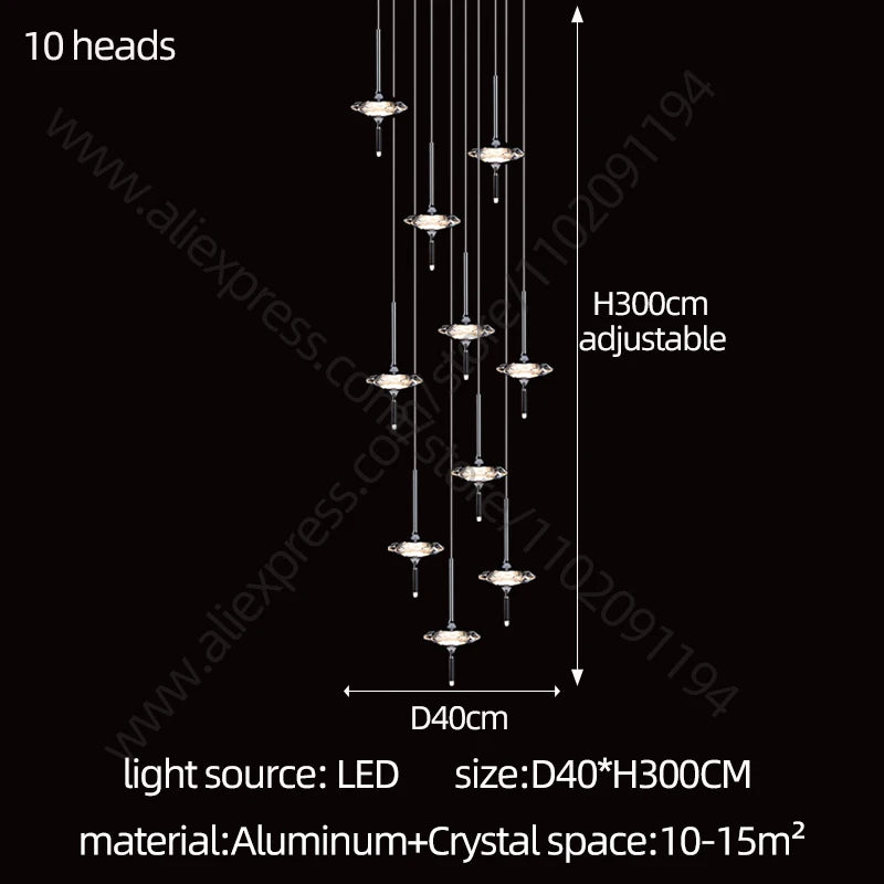 Led Chandelier Home Decoration Lighting Hanging Lamps Living Room Indoor Gloss Island Kitchen Lamps Chrome Staircase Chandelier