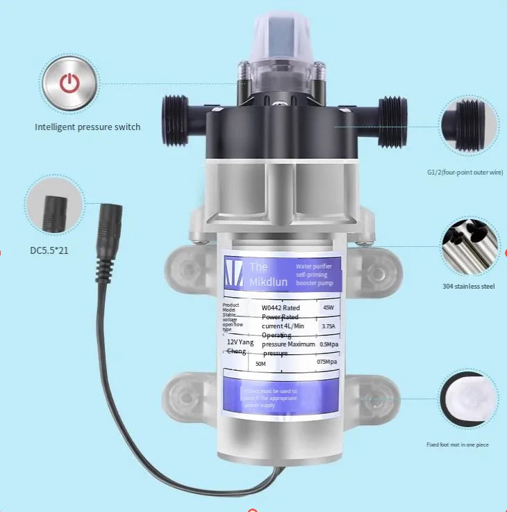 12V/24V self-priming water purifier faucet suction pump kitchen model 304 stainless steel household water purifier