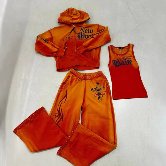 2025 European and American women's clothing, fashionable and casual women's printed hoodie suits and sportswear