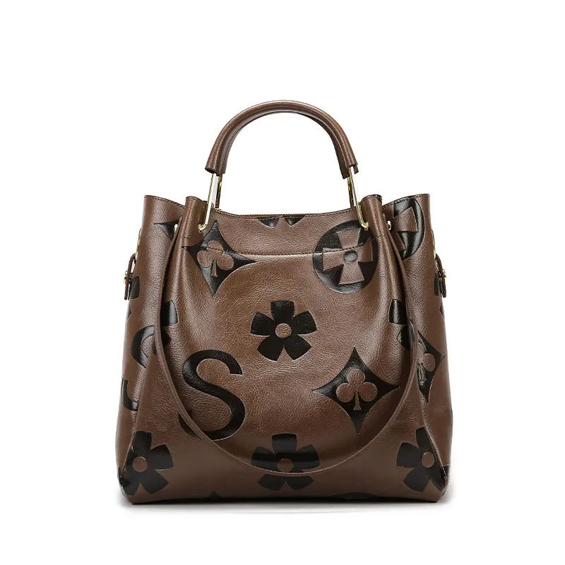 Women's Handbag, High-End Embossed Tote Bag, Large-Capacity Bucket Bag, Water-Repellent Mother-In-Law Bag, Fashionable Shoulder Crossbody Bag