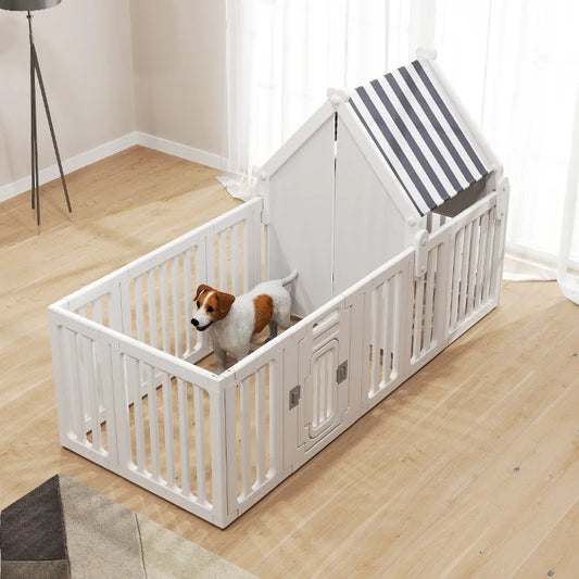 Pet Dog House Fence Height 60cm Indoor Isolation Family Fence with Roof External Door Lock Simple Installation Washable Dog Cage
