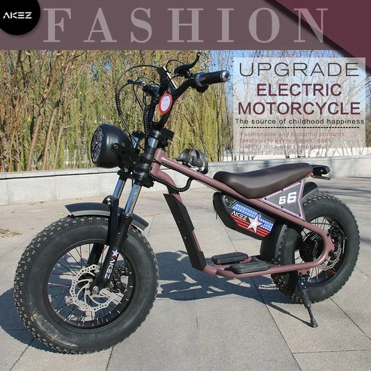 Factory direct delivery of the 2025 new AKEZ 36V 350W 15AH fat tire safety electric motorcycle specially designed for children