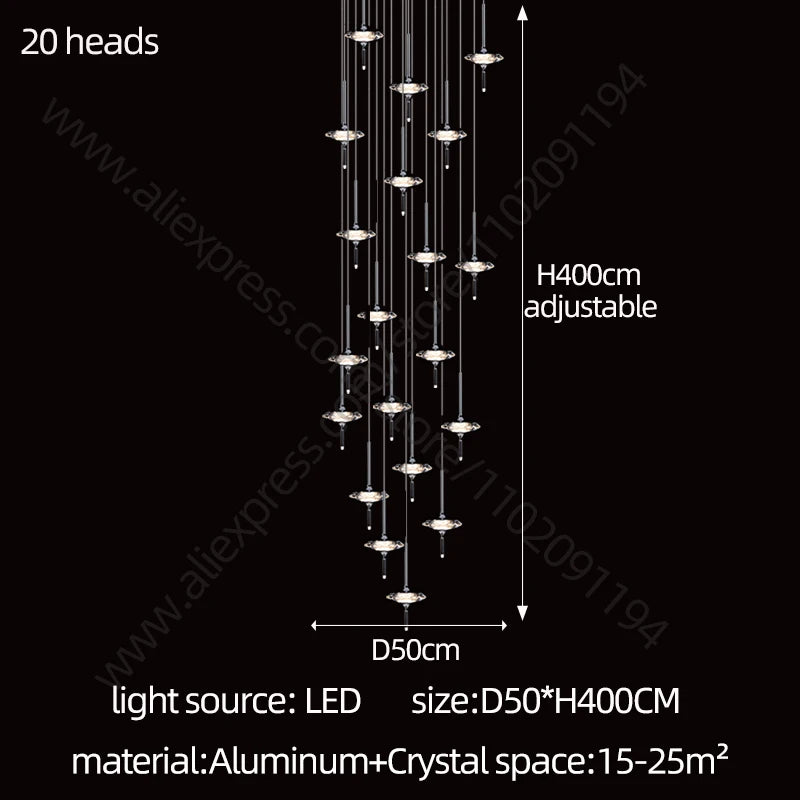 Led Chandelier Home Decoration Lighting Hanging Lamps Living Room Indoor Gloss Island Kitchen Lamps Chrome Staircase Chandelier